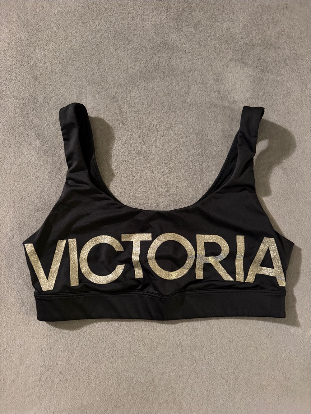 Victoria's Secret Black Sports Bra with Gold Logo